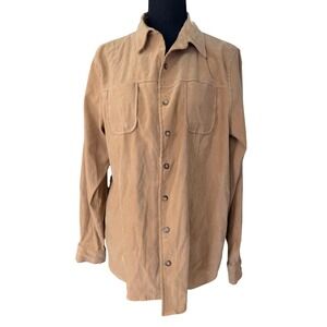 White Stag Button Front Shirt Women L Tan Utility Western Country Casual Cowgirl